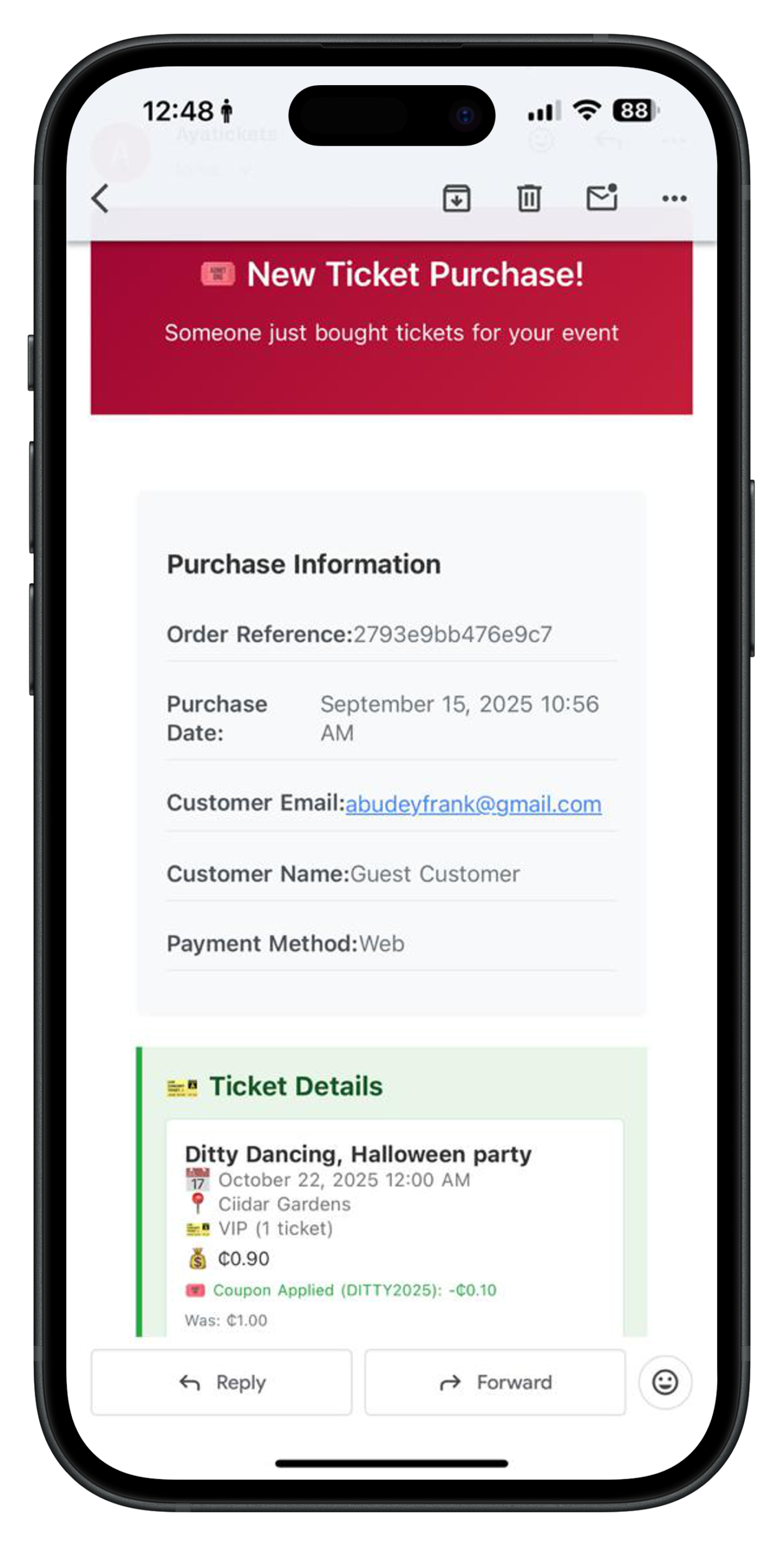 Real Time Notifications on ayatickets